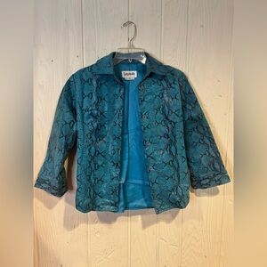 Bagatelle Blue Snakeskin Pattern Jacket, Size 4